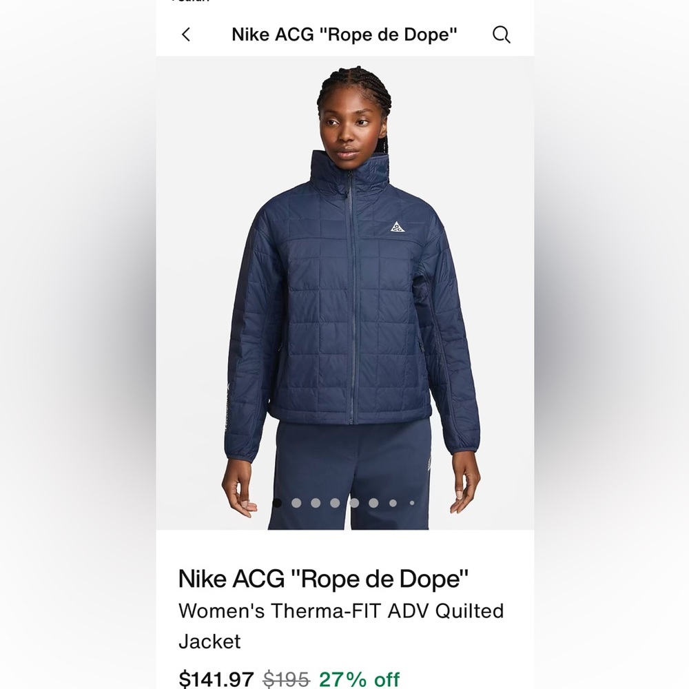 Nike women’s ACG “Rope de Dope” jacket, blue, size medium